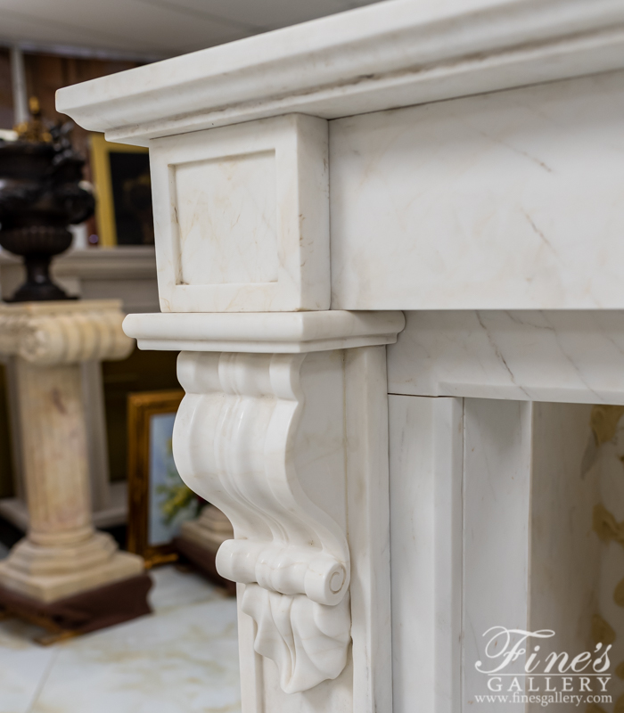 Marble Fireplaces  - Old World French Mantel In White Marble - MFP-1899