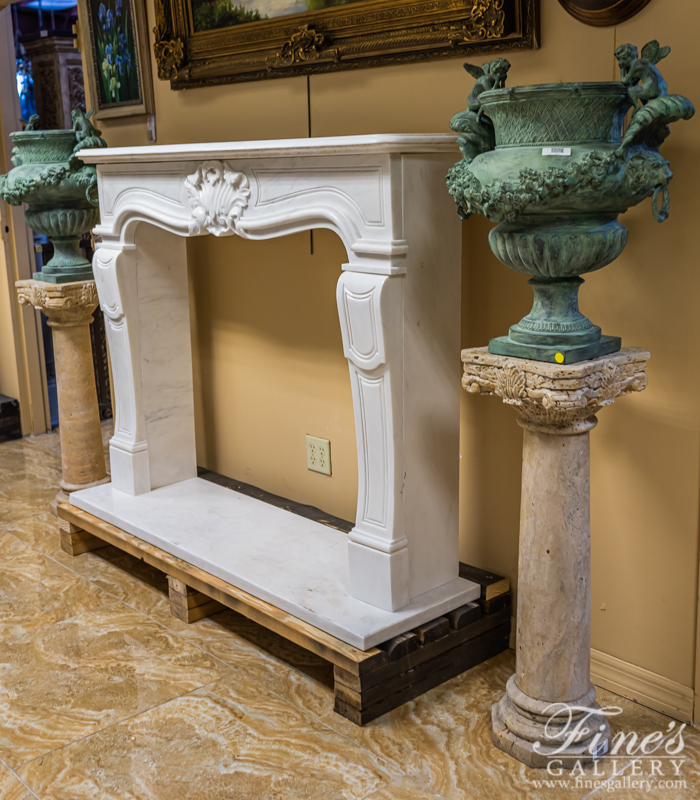 Marble Fireplaces  - Antique Style White Marble Fireplace - MFP-1914