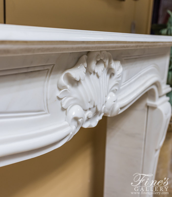 Marble Fireplaces  - Antique Style White Marble Fireplace - MFP-1914
