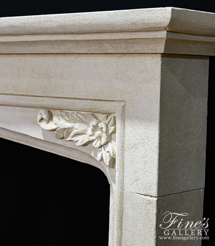 Marble Fireplaces  - Gothic Style Mantel Carved In French Limestone - MFP-1948