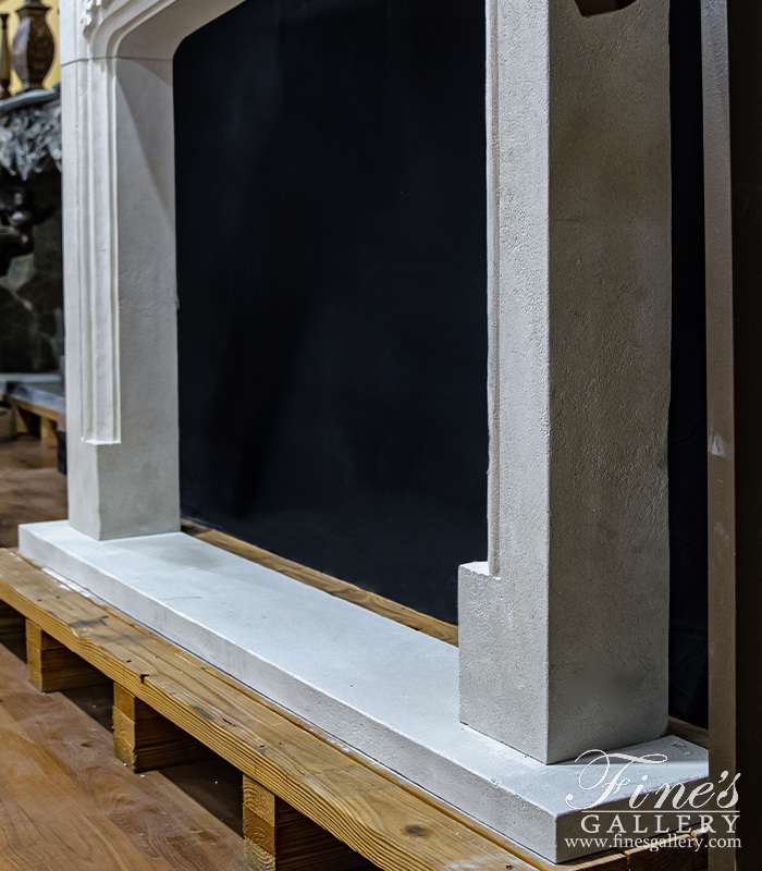 Marble Fireplaces  - Gothic Style Mantel Carved In French Limestone - MFP-1948