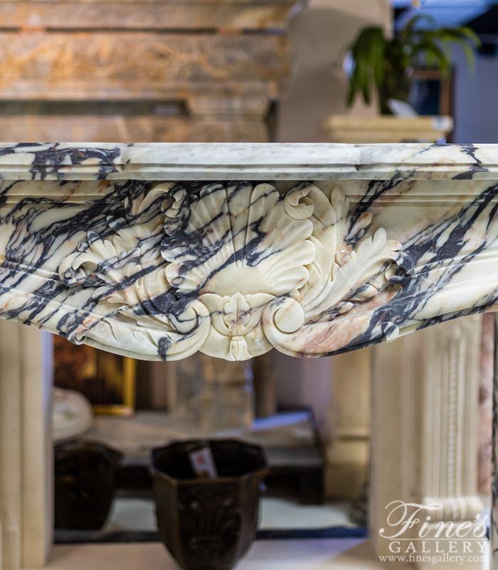 Marble Fireplaces  - French Style Breccia Violette Marble Fireplace - MFP-1992