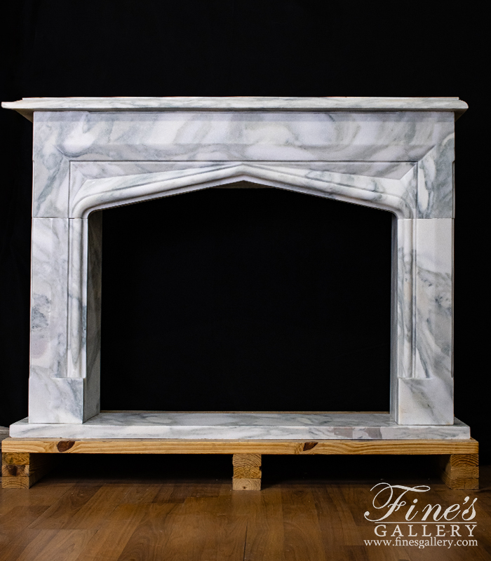 Marble Fireplaces  - Tudor Style Arabascato Marble Fireplace Surround - MFP-1994