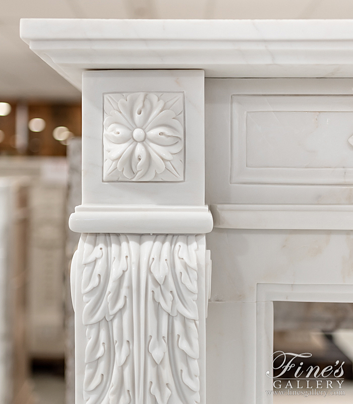 Marble Fireplaces  - Light Statuary White Marble Fireplace Mantel - MFP-2006