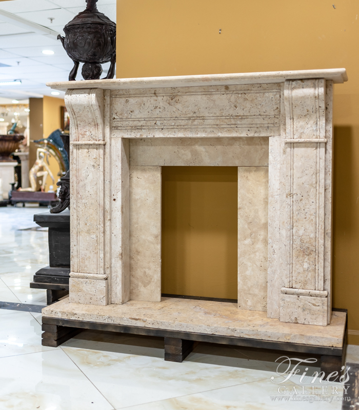 Fireplace Under3000s  - Contemporary Corbel Style Travertine Mantel - MFP-2029