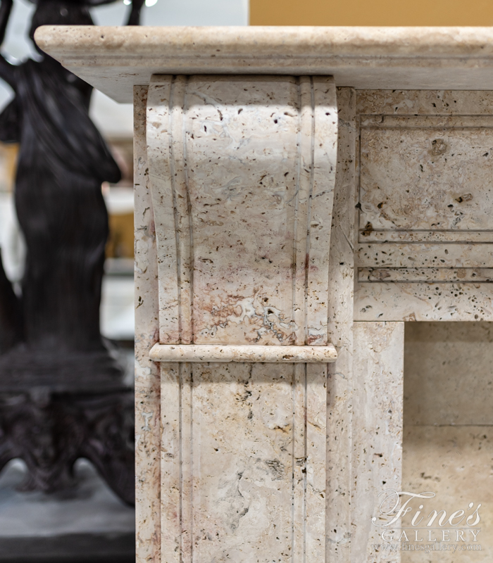 Marble Fireplaces  - Contemporary Corbel Style Travertine Mantel - MFP-2029