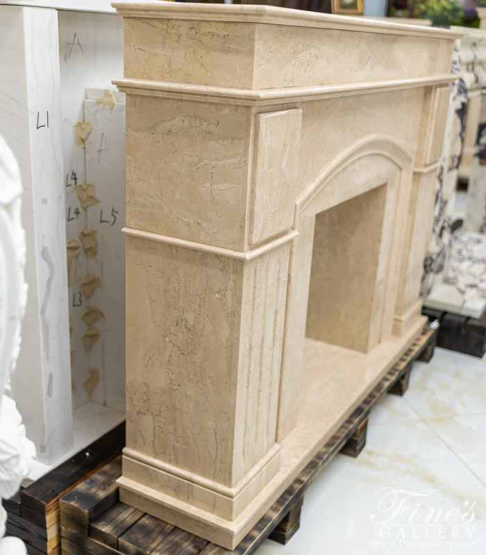 Marble Fireplaces  - Polished Beige Marble Archway Mantel - MFP-2039
