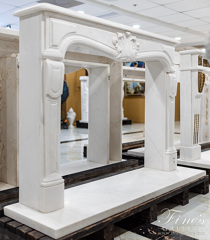 Marble Fireplaces  - Elegant French Statuary Marble Mantel - MFP-2047