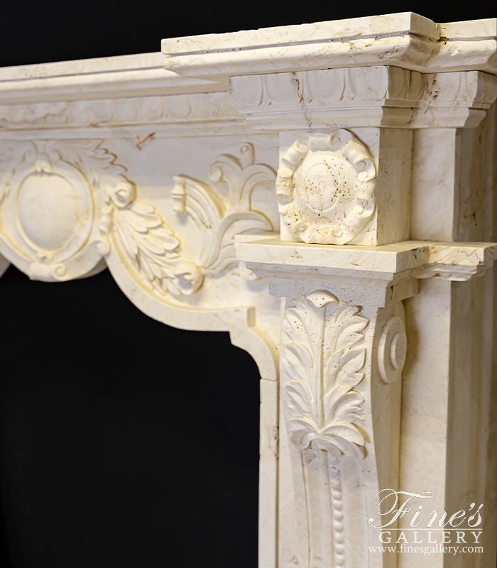 Marble Fireplaces  - Roman Surround In Italian Ivory Travertine - MFP-2058