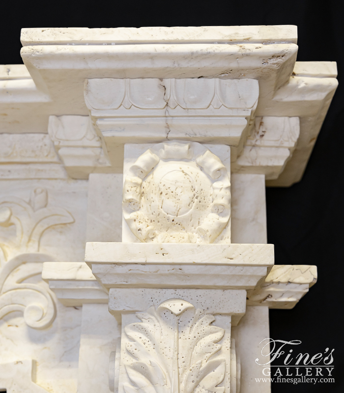 Marble Fireplaces  - Roman Surround In Italian Ivory Travertine - MFP-2058