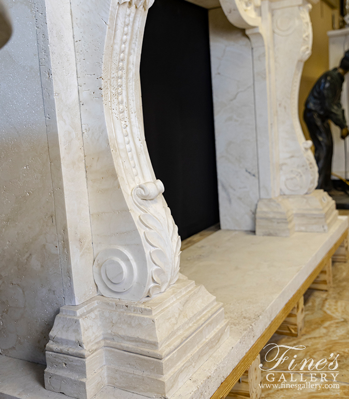 Marble Fireplaces  - Roman Surround In Italian Ivory Travertine - MFP-2058