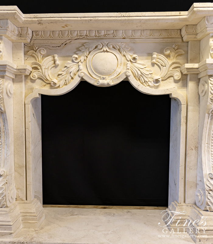 Marble Fireplaces  - Roman Surround In Italian Ivory Travertine - MFP-2058