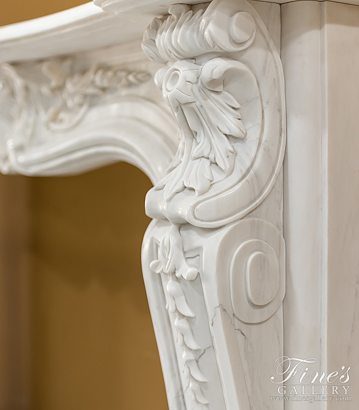 Marble Fireplaces  - Statuary White Louise XVI Marble Mantel - MFP-2069