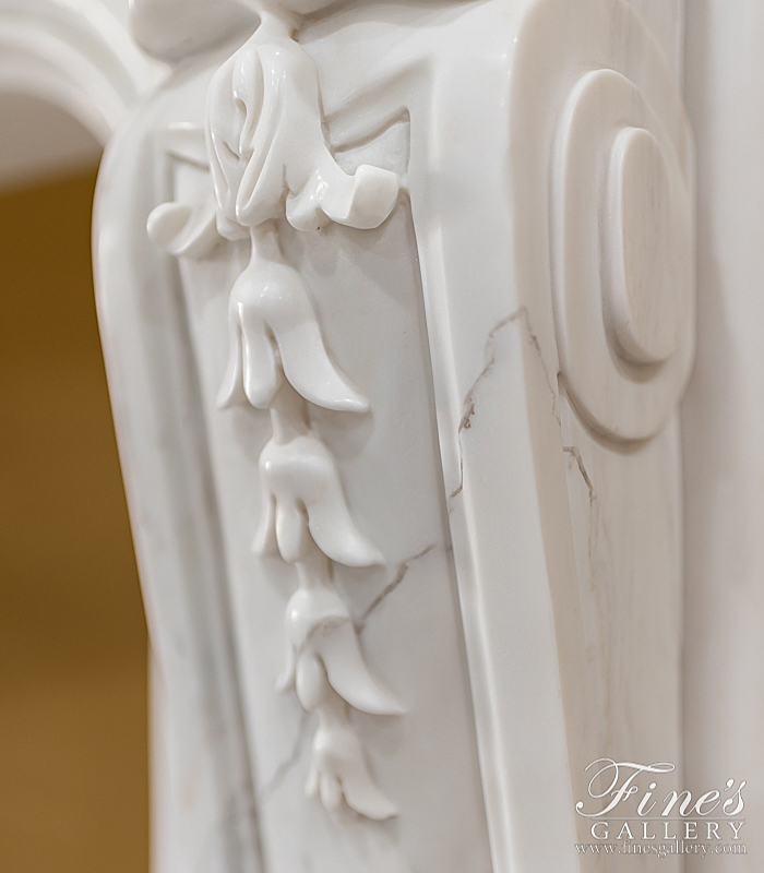 Marble Fireplaces  - Statuary White Louise XVI Marble Mantel - MFP-2069