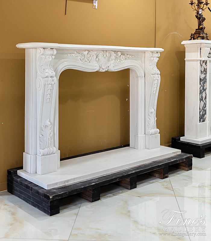 Marble Fireplaces  - Statuary White Louise XVI Marble Mantel - MFP-2069