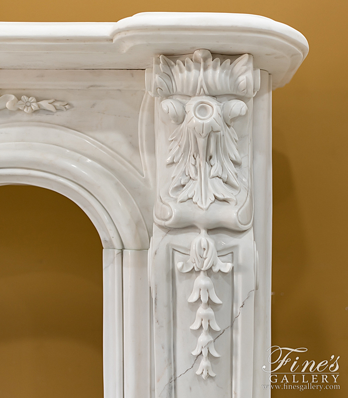 Marble Fireplaces  - Statuary White Louise XVI Marble Mantel - MFP-2069