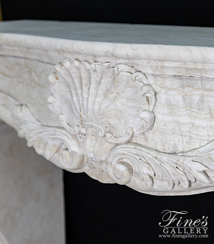 Marble Fireplaces  - Antique Style Marble Fireplace Mantel In Italian Roman Travertine - MFP-2071