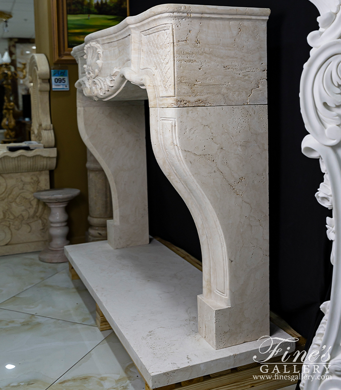 Marble Fireplaces  - Antique Style Marble Fireplace Mantel In Italian Roman Travertine - MFP-2071