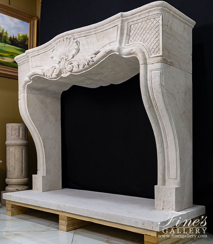 Marble Fireplaces  - Antique Style Marble Fireplace Mantel In Italian Roman Travertine - MFP-2071