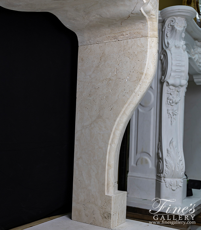 Marble Fireplaces  - Antique Style Marble Fireplace Mantel In Italian Roman Travertine - MFP-2071