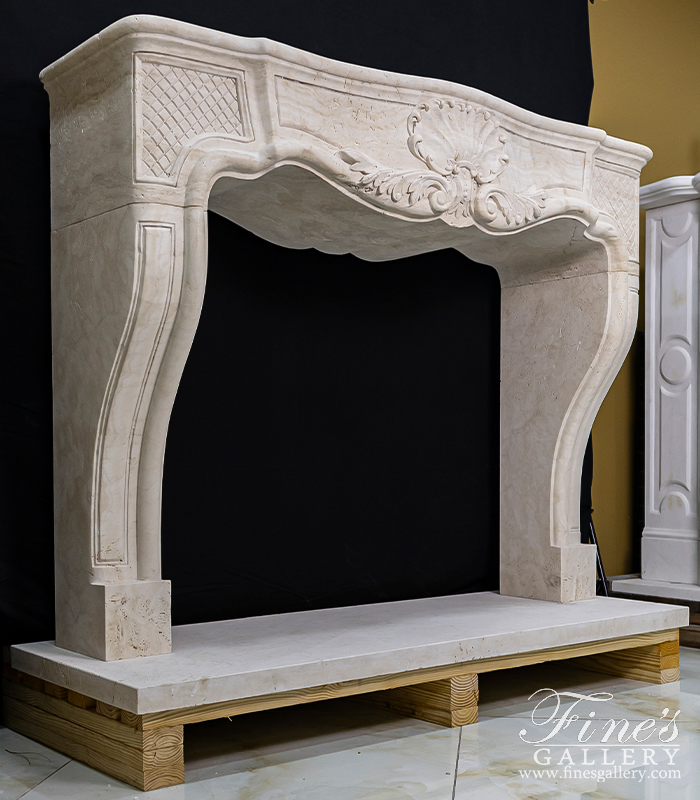 Marble Fireplaces  - Antique Style Marble Fireplace Mantel In Italian Roman Travertine - MFP-2071