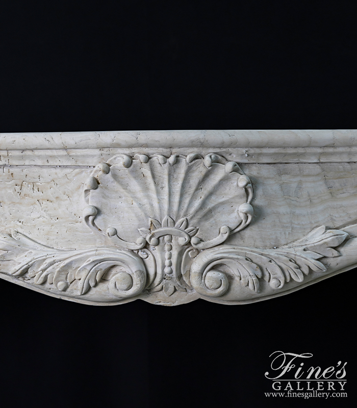 Marble Fireplaces  - Antique Style Marble Fireplace Mantel In Italian Roman Travertine - MFP-2071