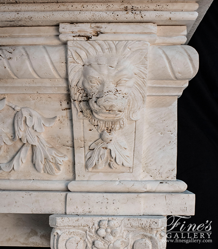 Marble Fireplaces  - Lions Den Surround In Ivory Travertine - MFP-2076