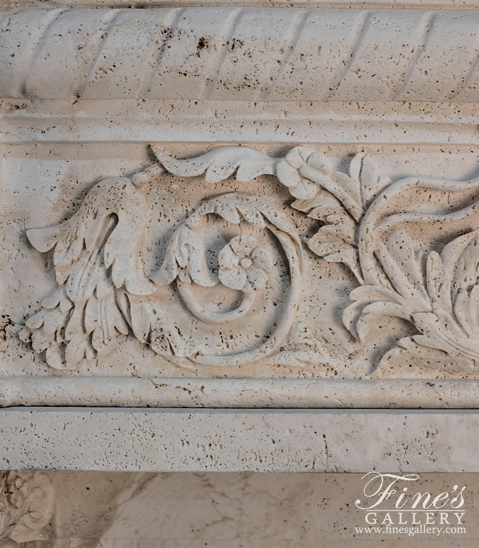 Marble Fireplaces  - Lions Den Surround In Ivory Travertine - MFP-2076