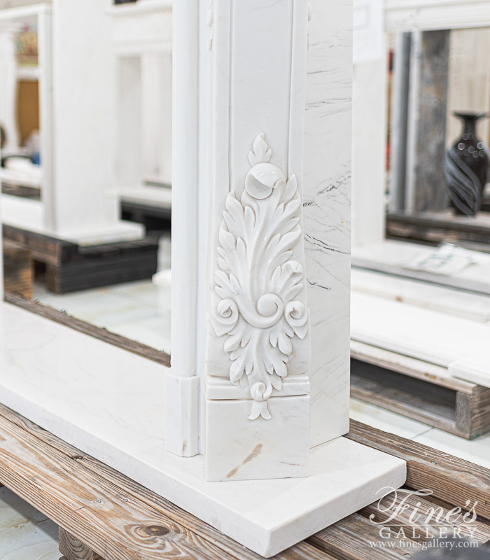 Marble Fireplaces  - Ornate French Style White Marble Fireplace Surround - MFP-2078