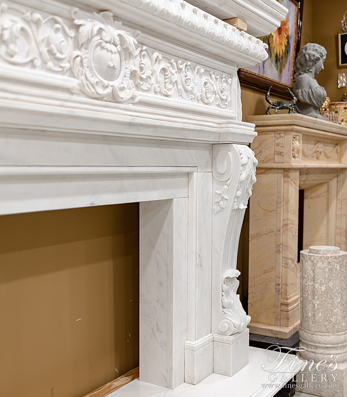 Marble Fireplaces  - Oversized Estate Mantel In Statuary White Marble - MFP-2084