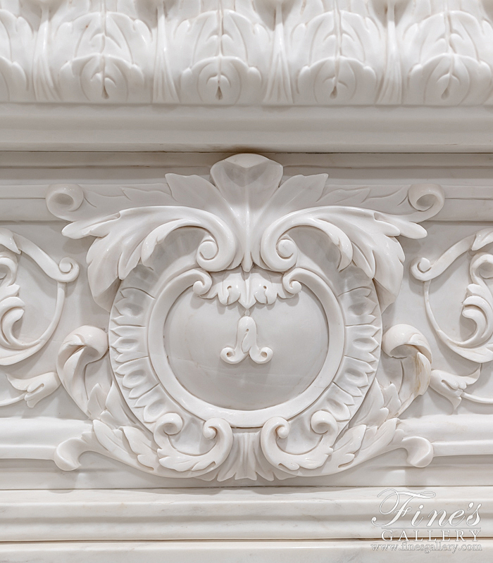 Marble Fireplaces  - Oversized Estate Mantel In Statuary White Marble - MFP-2084