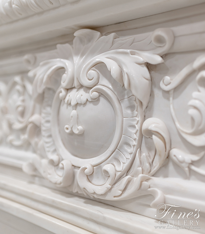 Marble Fireplaces  - Oversized Estate Mantel In Statuary White Marble - MFP-2084