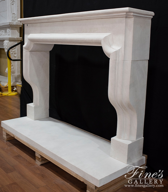 Marble Fireplaces  - Carved Mantel In French Limestone - MFP-2087