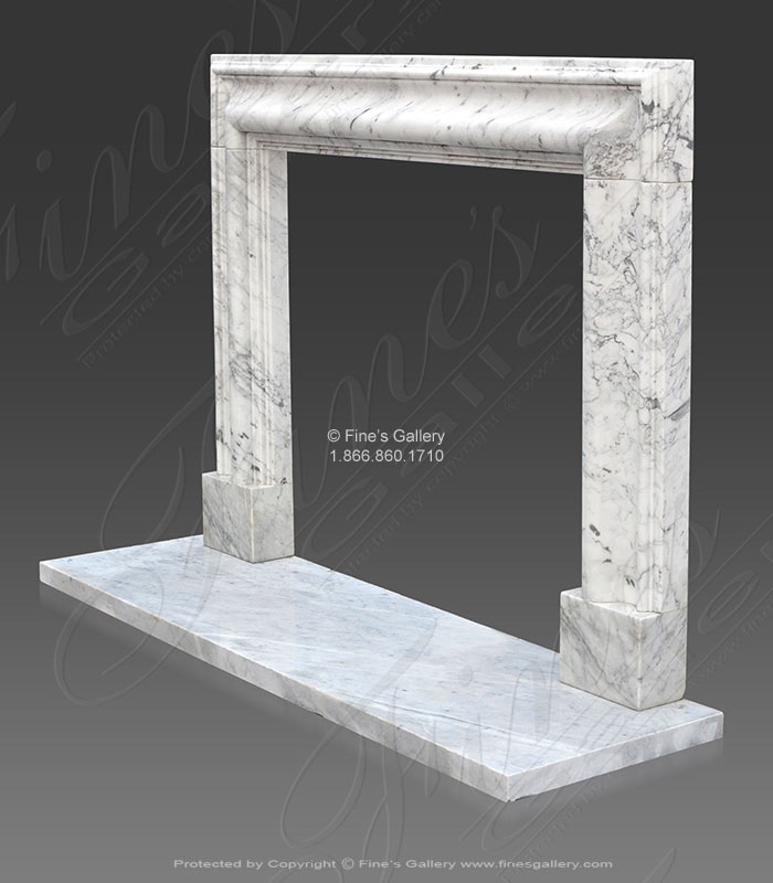 Marble Fireplaces  - White Carrara Bolection Marble Fireplace - MFP-2091