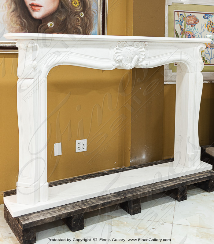 Marble Fireplaces  - French Louis VI Mantel Super White - MFP-2113