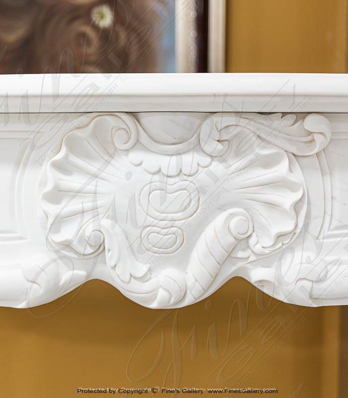 Marble Fireplaces  - French Louis VI Mantel Super White - MFP-2113