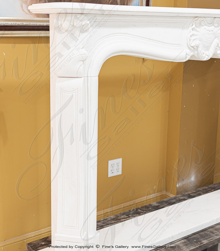 Marble Fireplaces  - French Louis VI Mantel Super White - MFP-2113