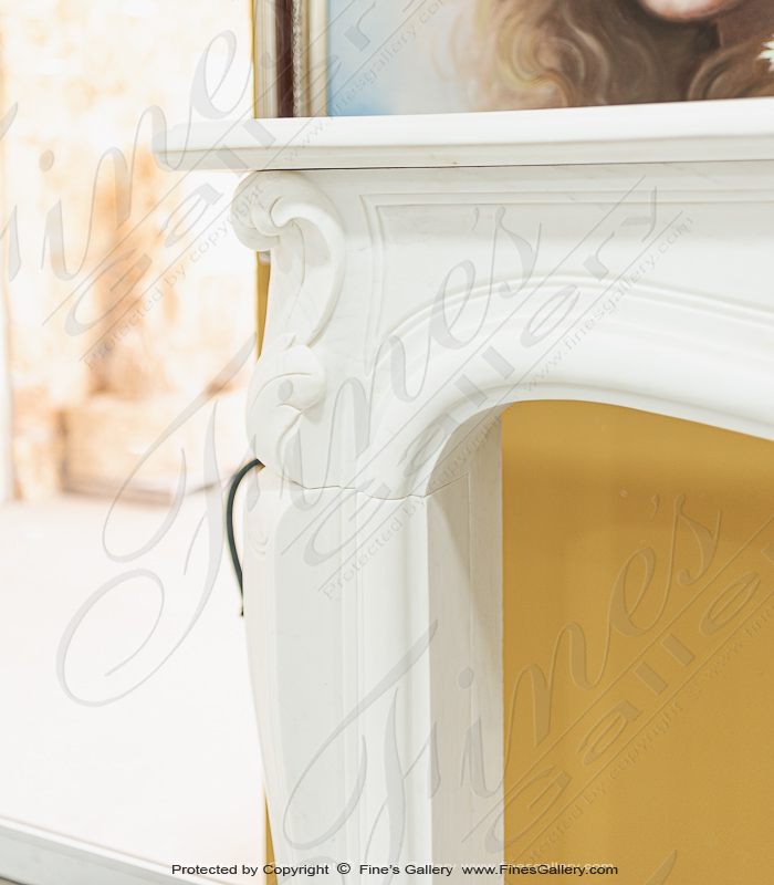 Marble Fireplaces  - French Louis VI Mantel Super White - MFP-2113