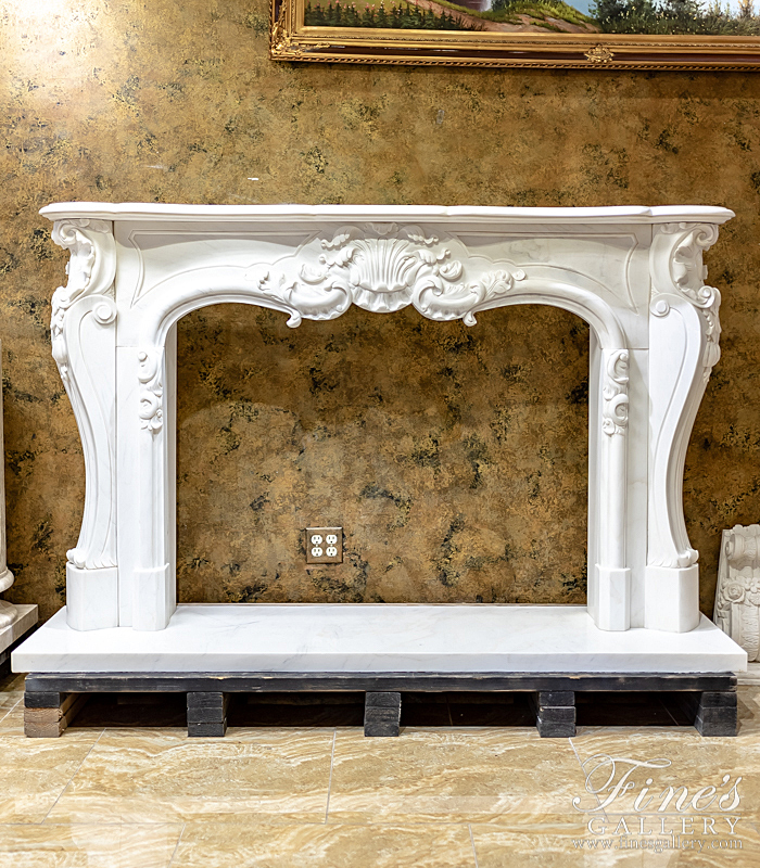 Marble Fireplaces  - French Louis X Statuary Marble Mantel - MFP-2115