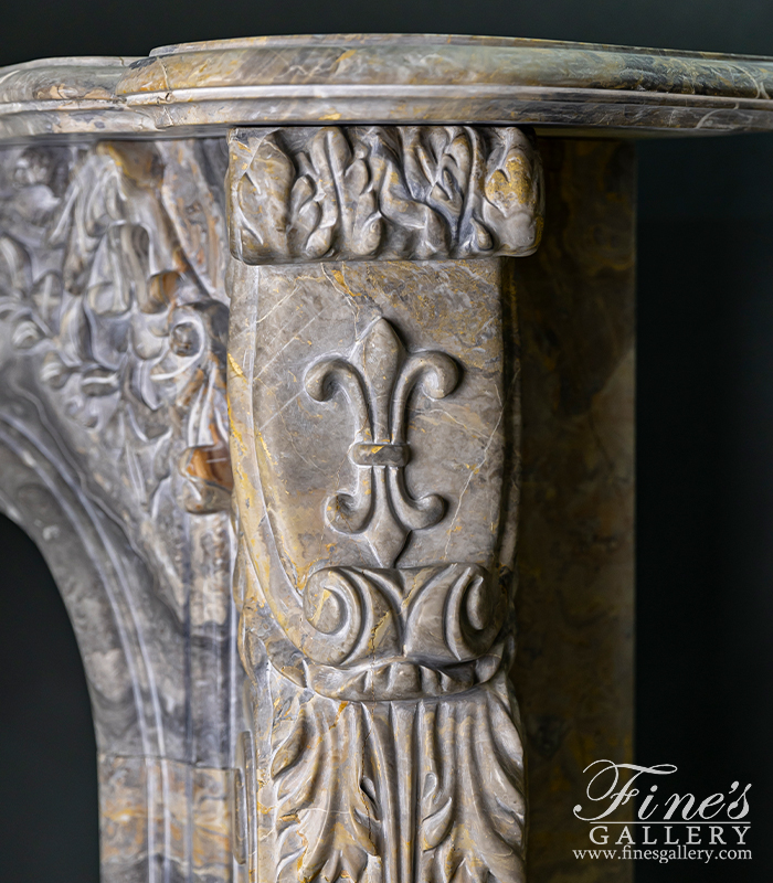Marble Fireplaces  - Rare Italian Orobico Marble Mantel In French Style - MFP-2128