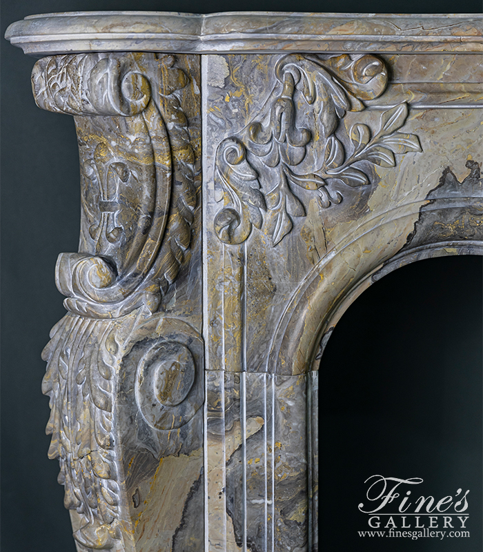 Marble Fireplaces  - Rare Italian Orobico Marble Mantel In French Style - MFP-2128