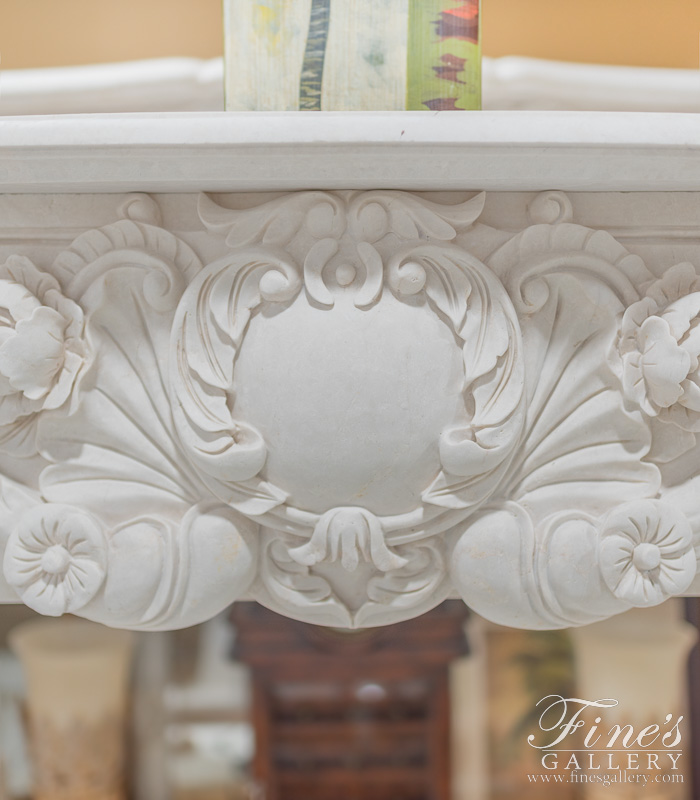 Marble Fireplaces  - Luxurious Ornate French Mantel In Italian Botticino Marble - MFP-2138