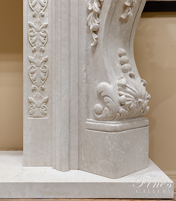 Marble Fireplaces  - Stunning Hand Carved Lady Devine Marble Mantel In Italian Botticino Marble - MFP-2147