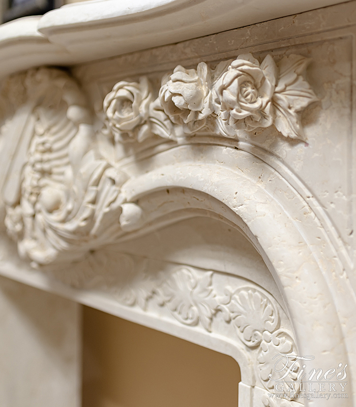 Marble Fireplaces  - Stunning Hand Carved Lady Devine Marble Mantel In Italian Botticino Marble - MFP-2147