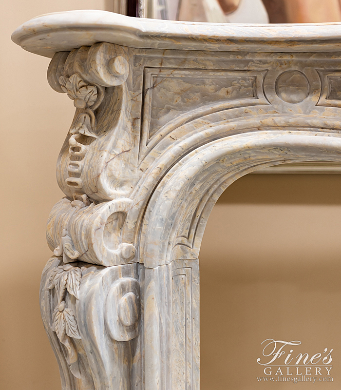 Marble Fireplaces  - Exquisite French Orobico Light Marble Mantel - MFP-2151