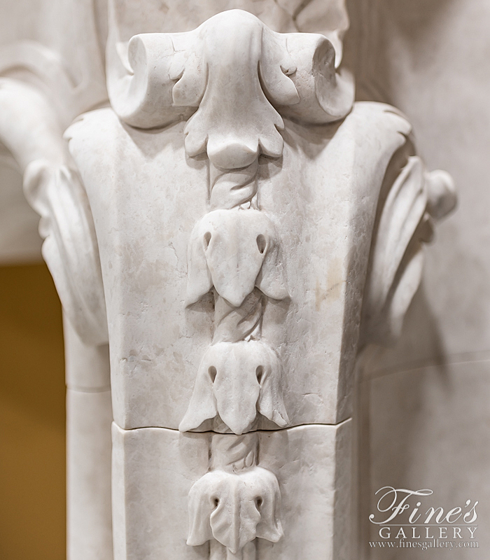 Marble Fireplaces  - French Botticino Marble Louis XV Fireplace - MFP-2154