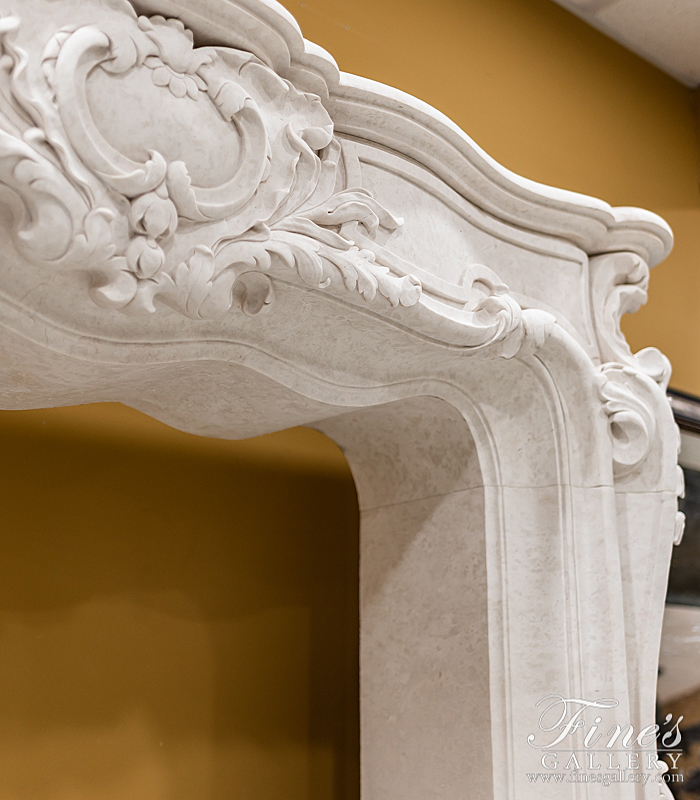 Marble Fireplaces  - French Botticino Marble Louis XV Fireplace - MFP-2154