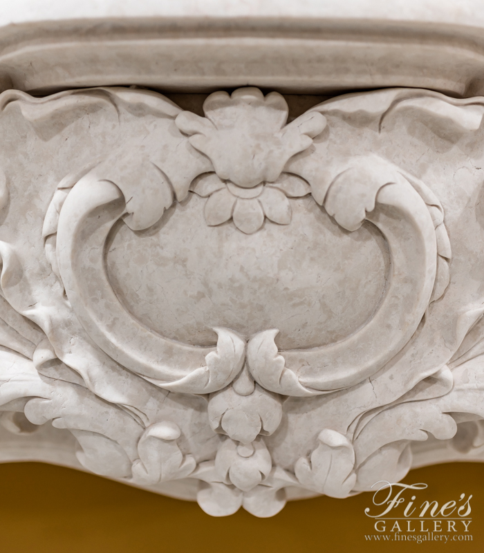 Marble Fireplaces  - French Botticino Marble Louis XV Fireplace - MFP-2154