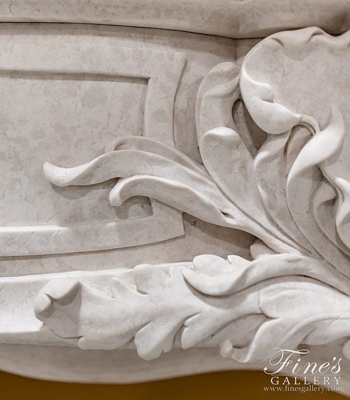 Marble Fireplaces  - French Botticino Marble Louis XV Fireplace - MFP-2154