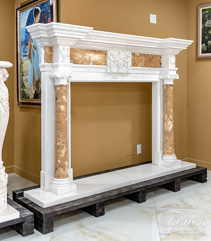 Marble Fireplaces  - Neoclassical Italian Marble Fireplace Surround - MFP-2158